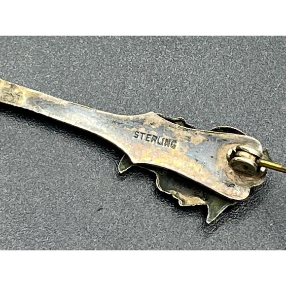 Sterling silver Roman soldier Spoon brooch Athene / Minerva Lapel Pin - Picture 11 of 13